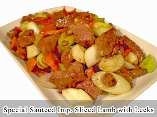 Special Sauteed Imp. Sliced Lamb with Leeks