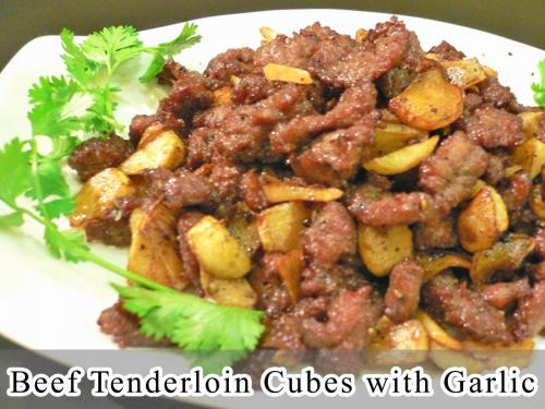 Beef Tenderloin Cubes with Garlic