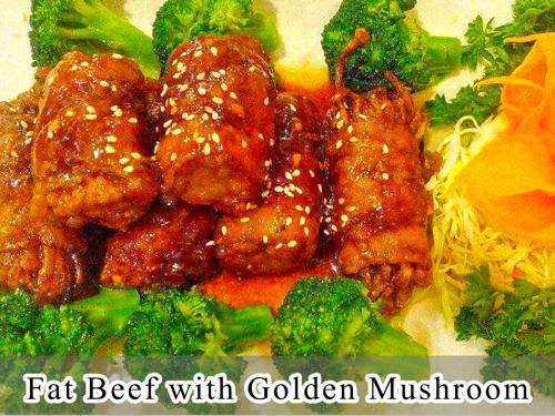 Fat Beef with Golden Mushroom